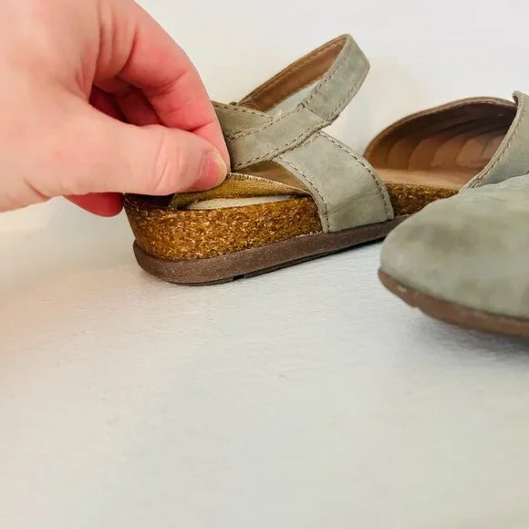 Earth Origins Sandals Womens Size 8.5 Leather Palomos Peyton Sage Green Shoe - Picture 7 of 11